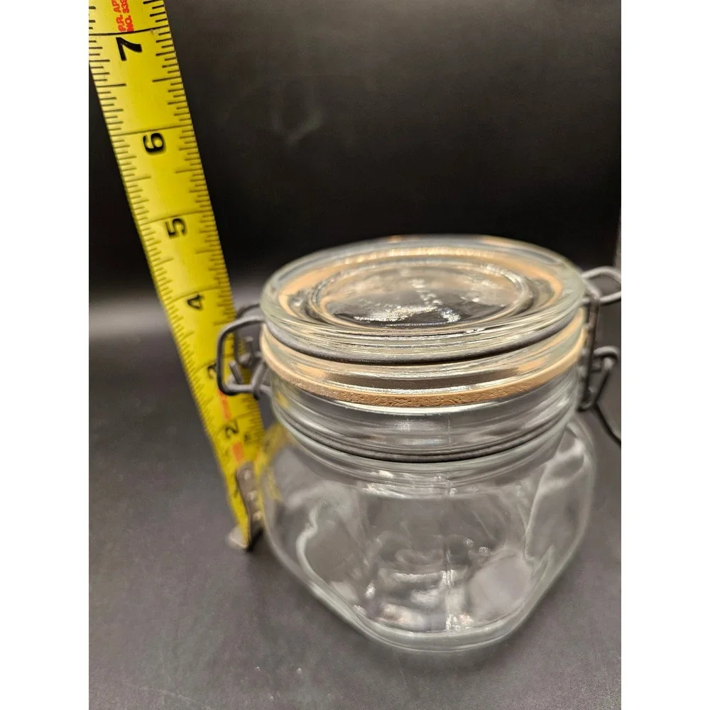 Fidenza Vetraria Italy Glass Jar Wire Bale Clamp Lid Airtight Storage Canister